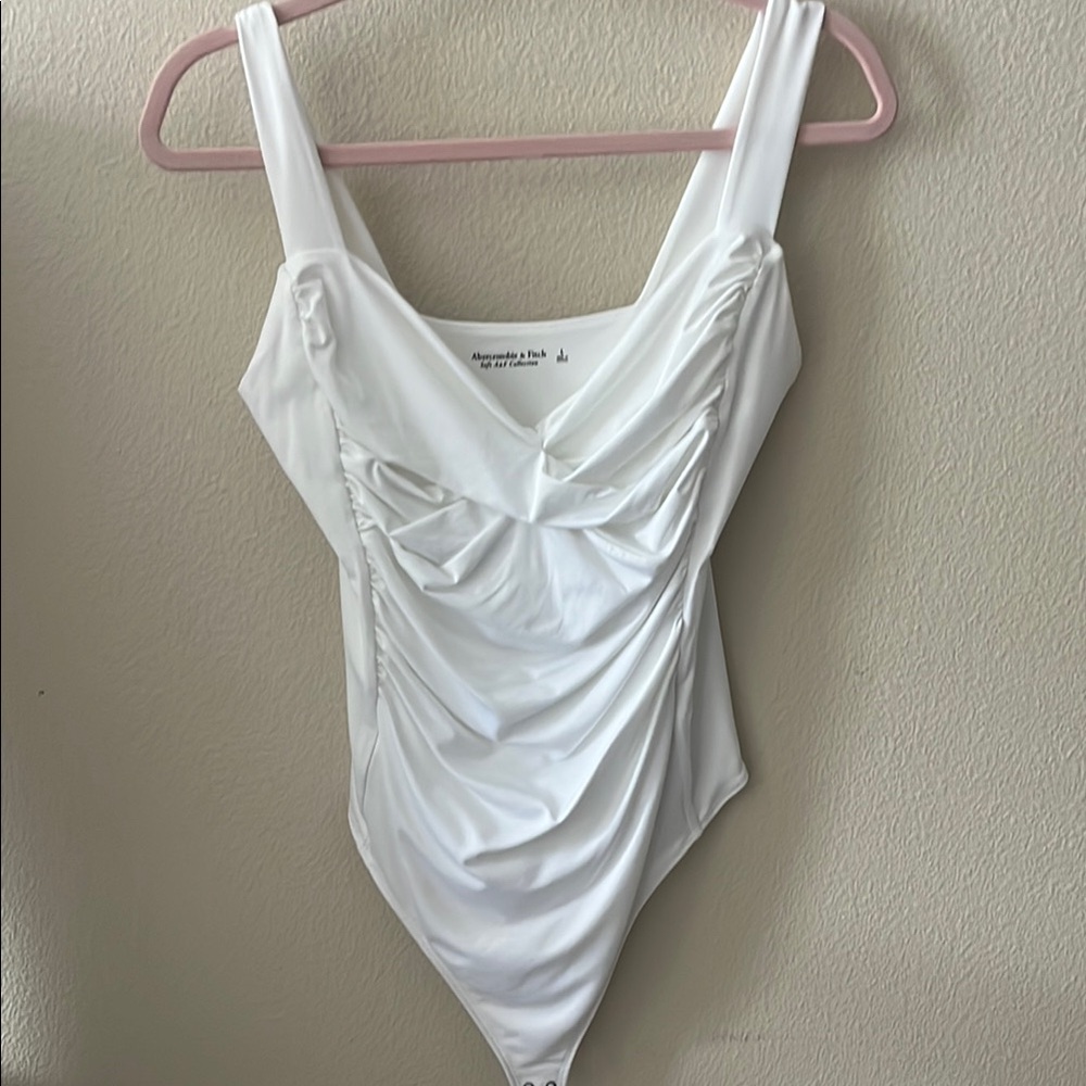 Abercrombie & Fitch White Bodysuit with V-Neckline